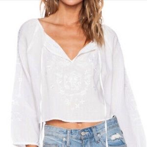 Like new REBECCA MINKOFF carly simon blouse top embroidered cropped sz large